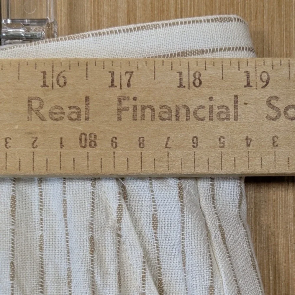 Lane Bryant Womens Linen Blend Wide Leg Pinstripe Pants 14 White Tan‎ Belted